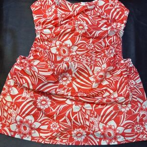 Eddie Bauer orange and White floral Swimsuit